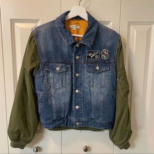 MOUSSY Contrast Denim Bomber Jacket